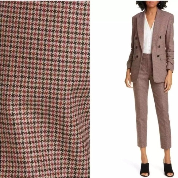 Veronica Beard Gemini Check Crop Pants Red Multi 6 - Picture 13 of 13